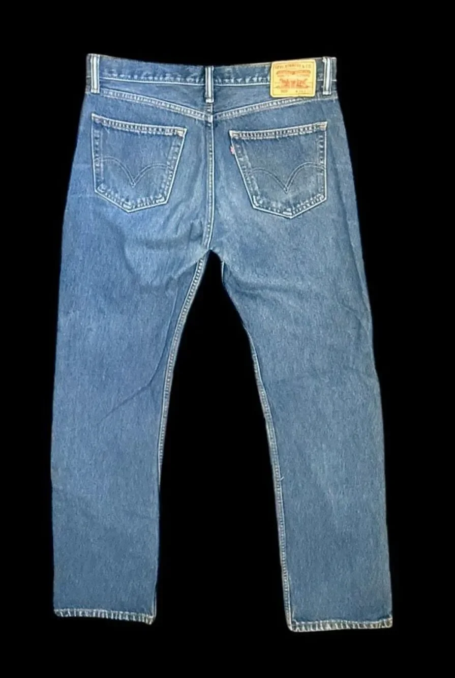 Levi’s 505 Denim Jeans Regular Fit Medium Wash Straight Leg Mens 34 X 34